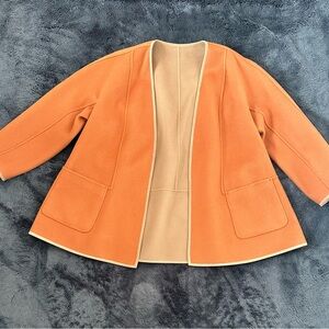 Lafayette 148 NY Reversible Wool Jacket. Orange/Tan